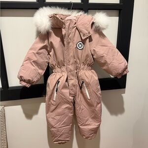 Pink Snowsuit with Fur Trim